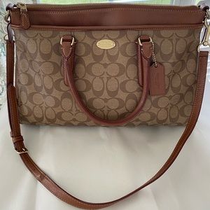 Coach Signature Satchel KHAKI/SADDLE F34617 Morgan